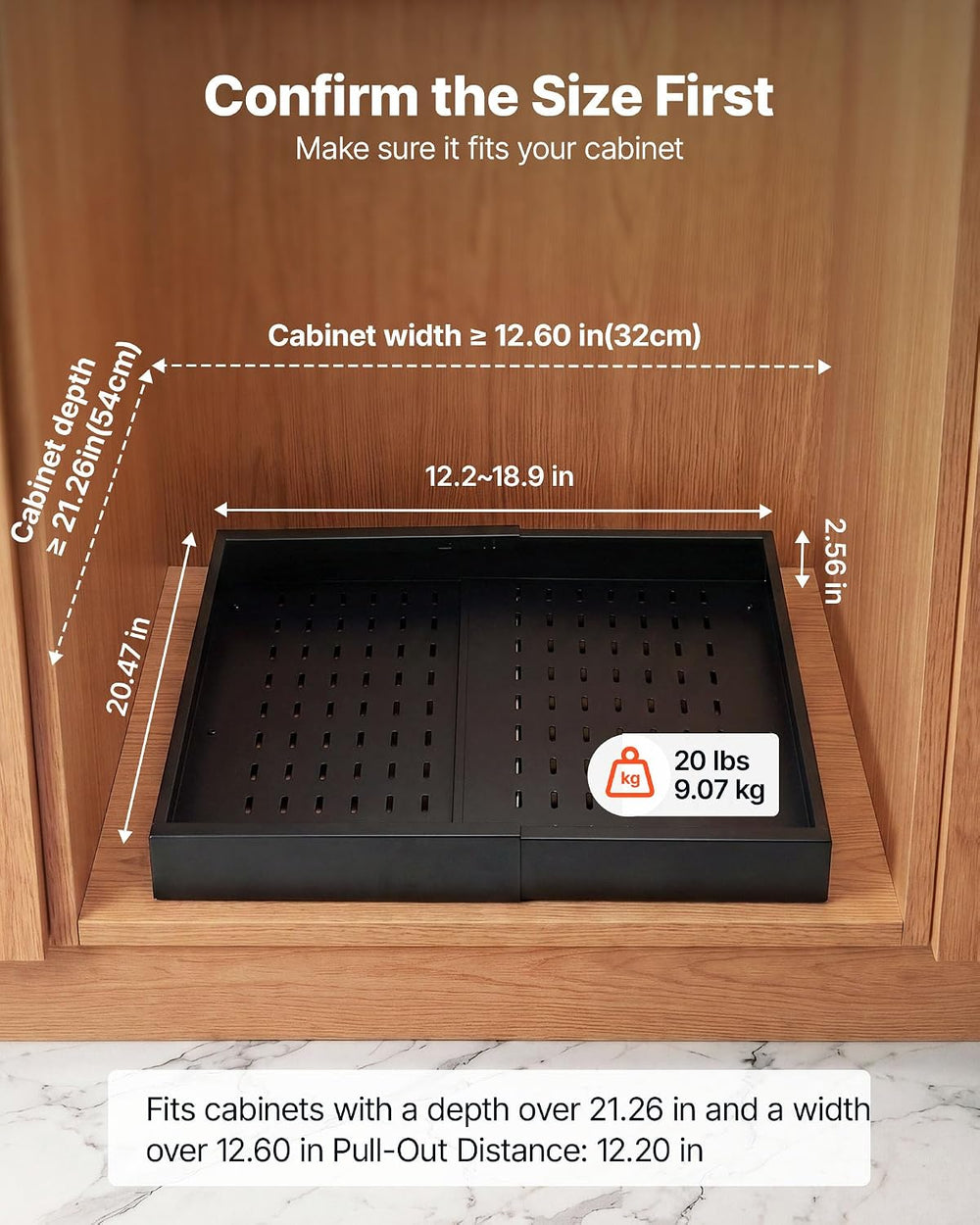VEVOR Pull Out Cabinet Organizer, 2 Pack Expandable Width (12.2"-18.9&qu...