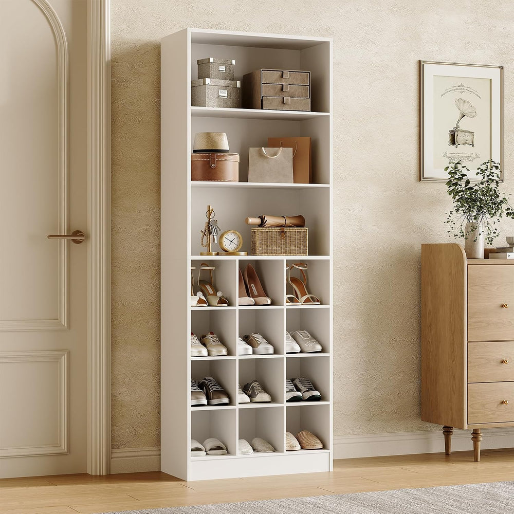 LITTLE TREE Tall Shoe Cabinet Storage, 7-Tier Wood Shoe Rack Organizer, Frees...