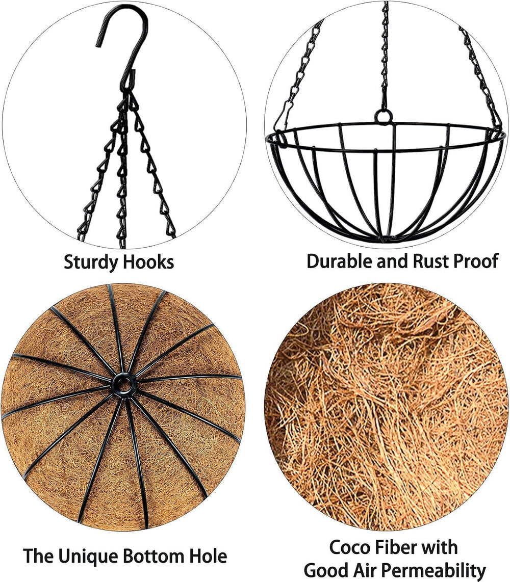 Kingbuy 10 Inch Hanging Planter Basket with Coconut Liner Wire Plant Holder C...