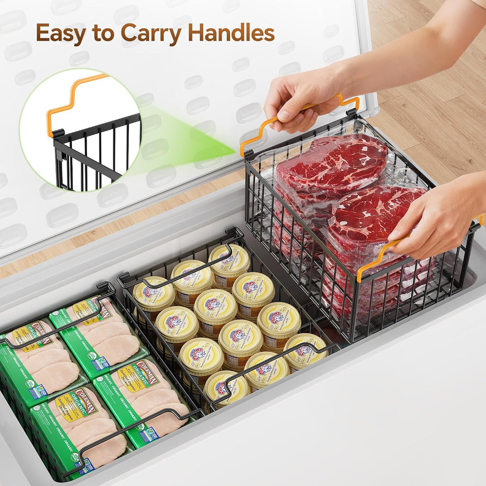 Freezer Organizer Bins, 3 Pack Enlarged Baskets for 5-9 Cu.FT Deep Freezer