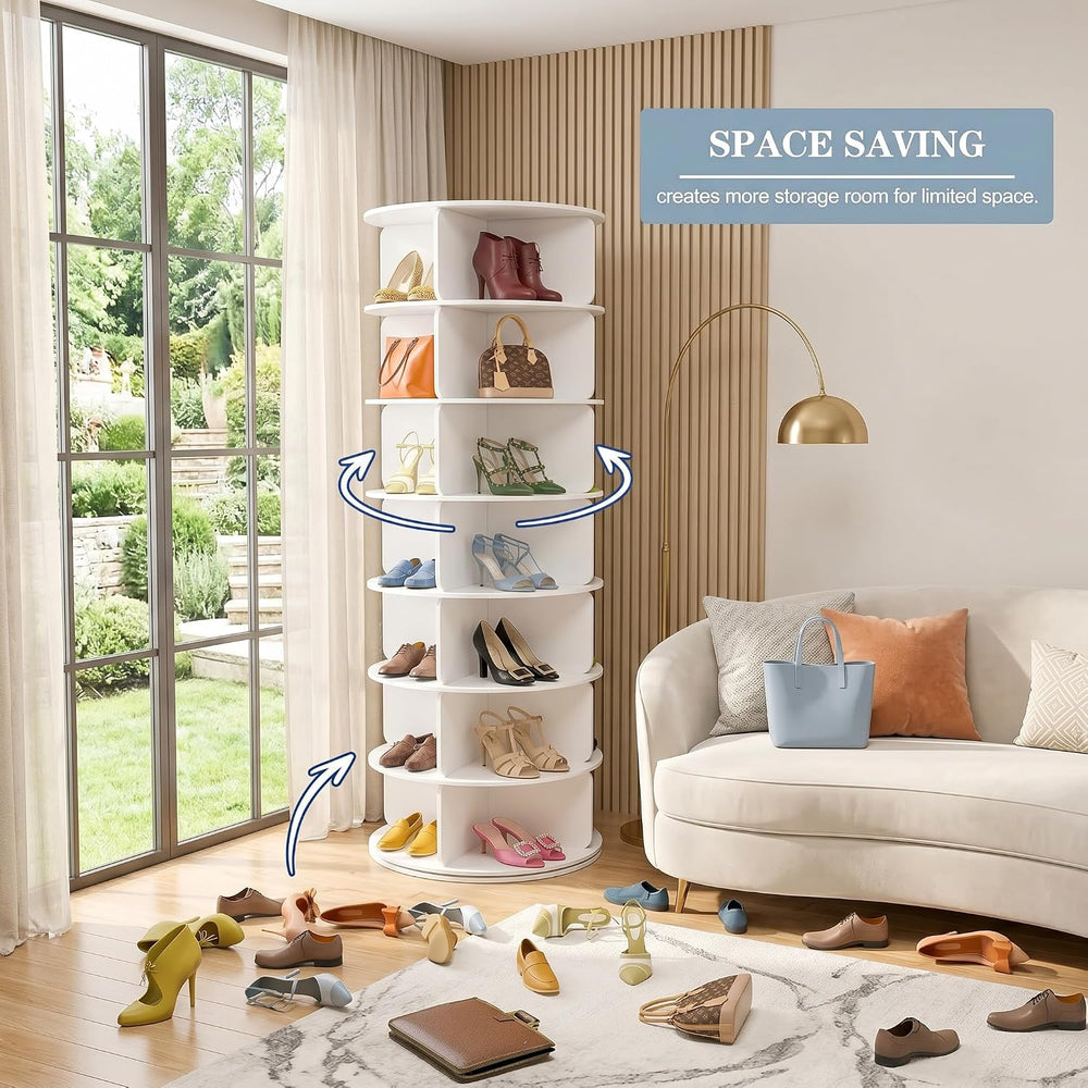 Cushore 7 Tier Rotating Shoe Rack Tower, 360° Spinning Shoe Display Lazy Susa...