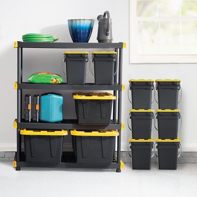 CX Black & Yellow, Shelving Unit and Heavy Duty Storage Containers, Extre...
