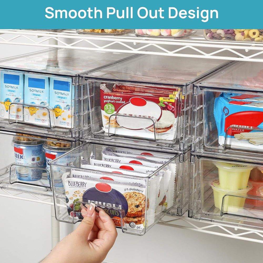 Vtopmart 4 Pack Stackable Clear Drawer with Dividers