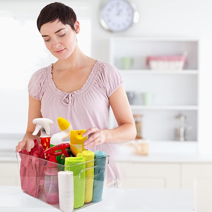 Clear Plastic Storage Bins, Laundry Room, Freezer Organizer Plastic Storage