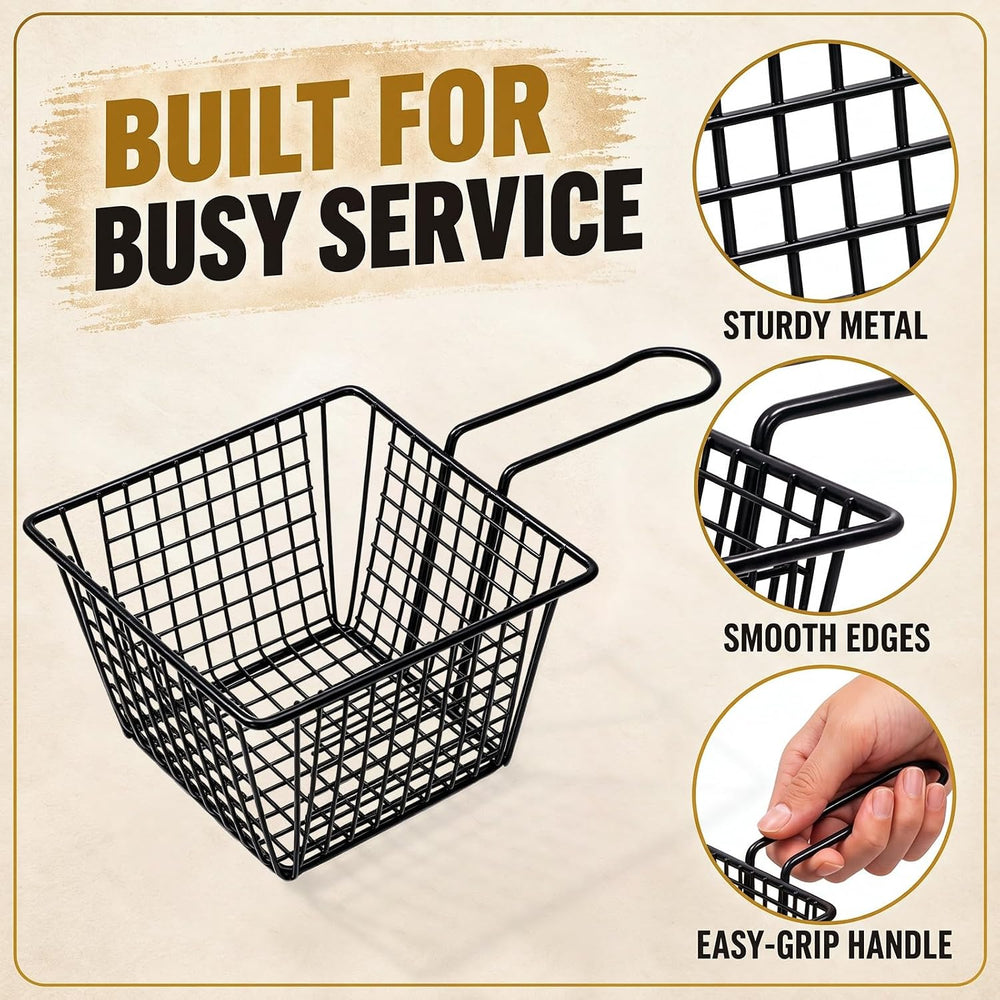 24 Pack French Fry Baskets with Handles and 100 Paper Liners