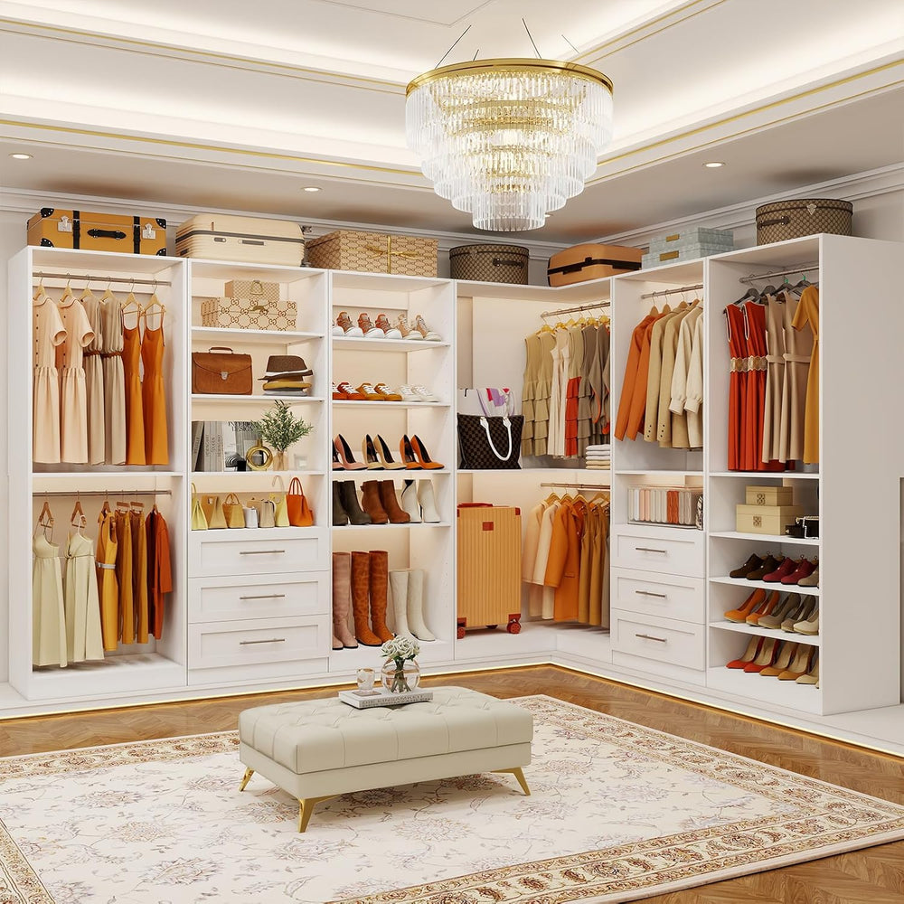 Closet System with Drawers, 6FT–15FT Closet Organizer System with 9 Drawers, ...