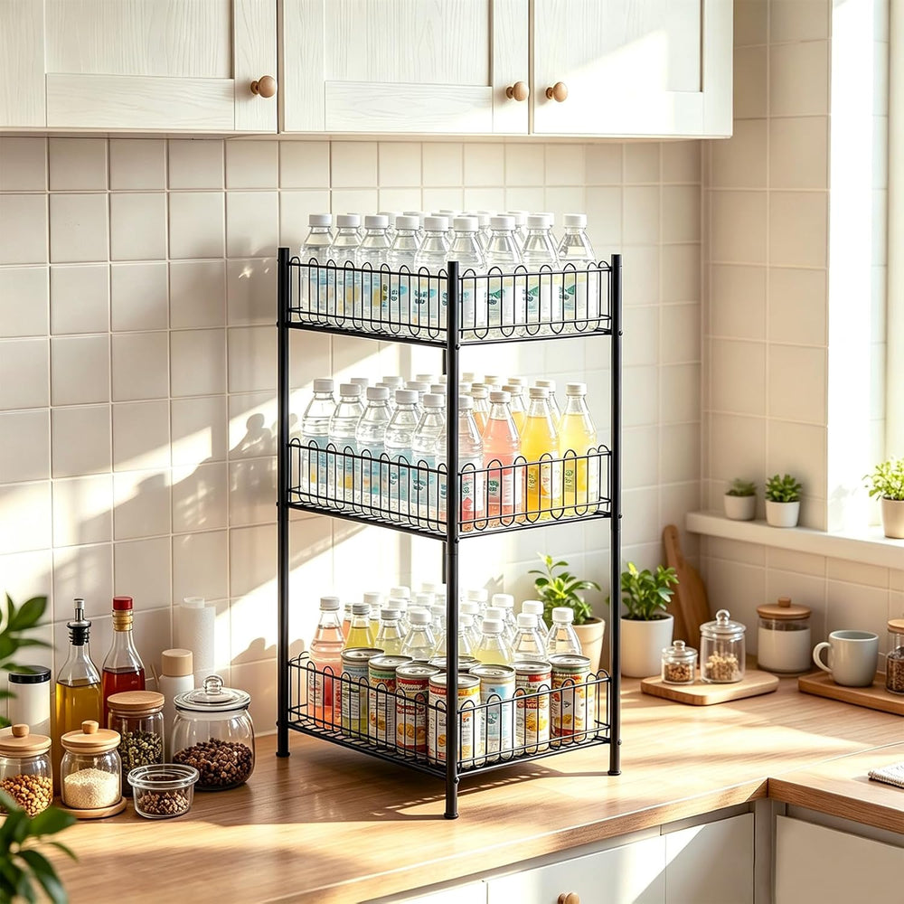 Water Bottle Organizer Rack 3 Tier Soda Drink Bottled Storage Holder