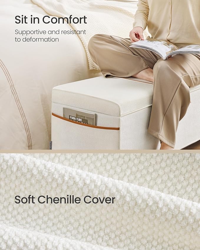 SONGMICS Storage Ottoman Bench, Storage Chest, 15.7 x 43.3 x 15.7 Inches