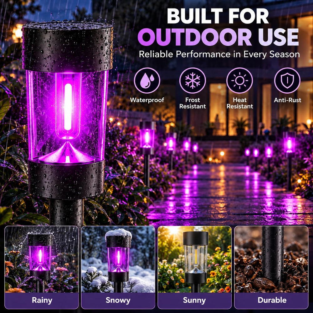 Purple Halloween Solar Pathway Lights, 12 Pack Outdoor Garden Yard Decor
