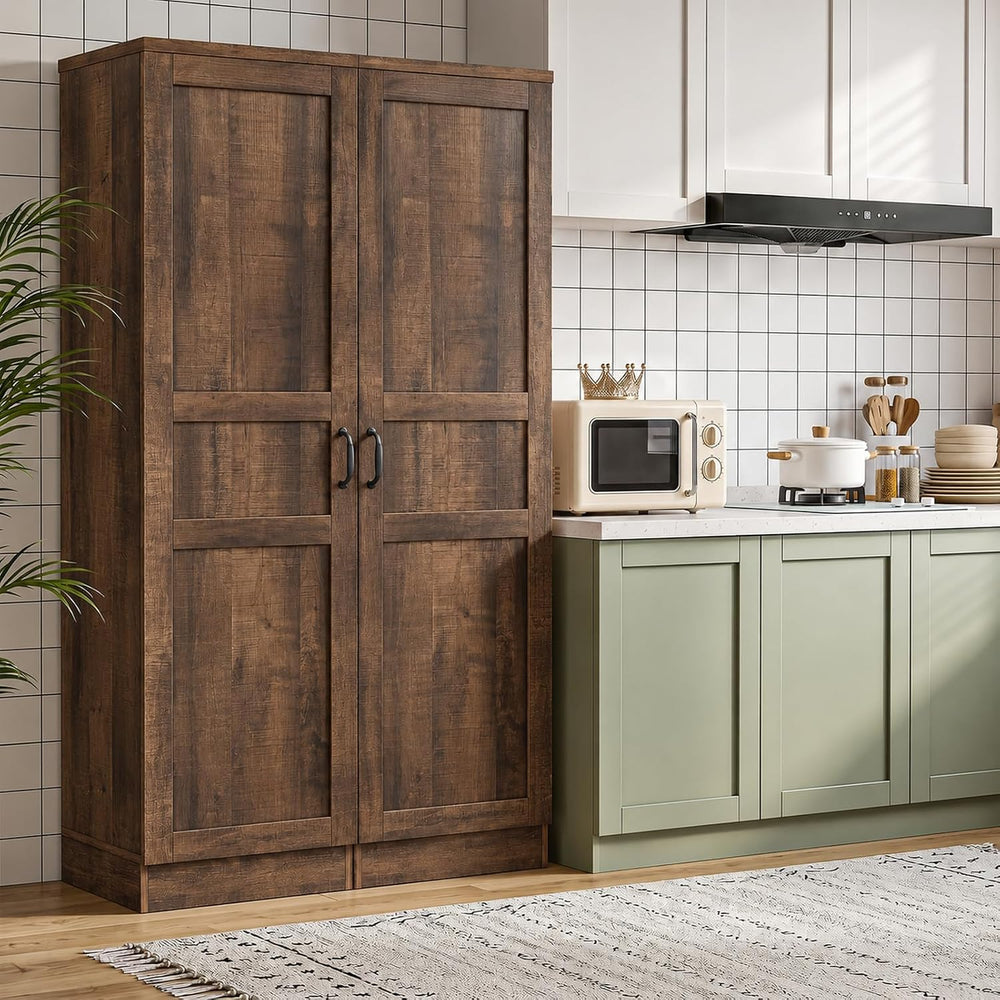 Unikito 63" Kitchen Pantry Storage Cabinet with Doors & Shelves, 2-Pack