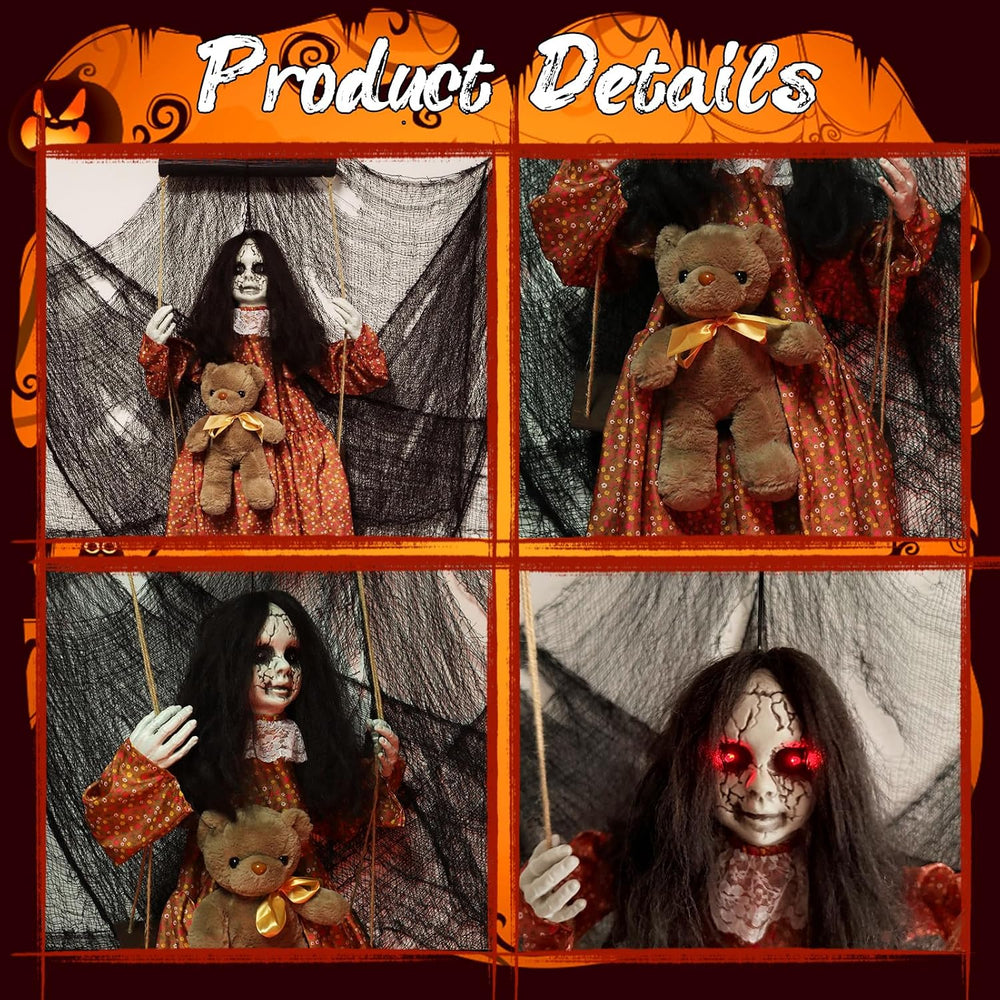 Scary Halloween Decorations Outdoor, Halloween Hanging Swinging Girl Ghots De...