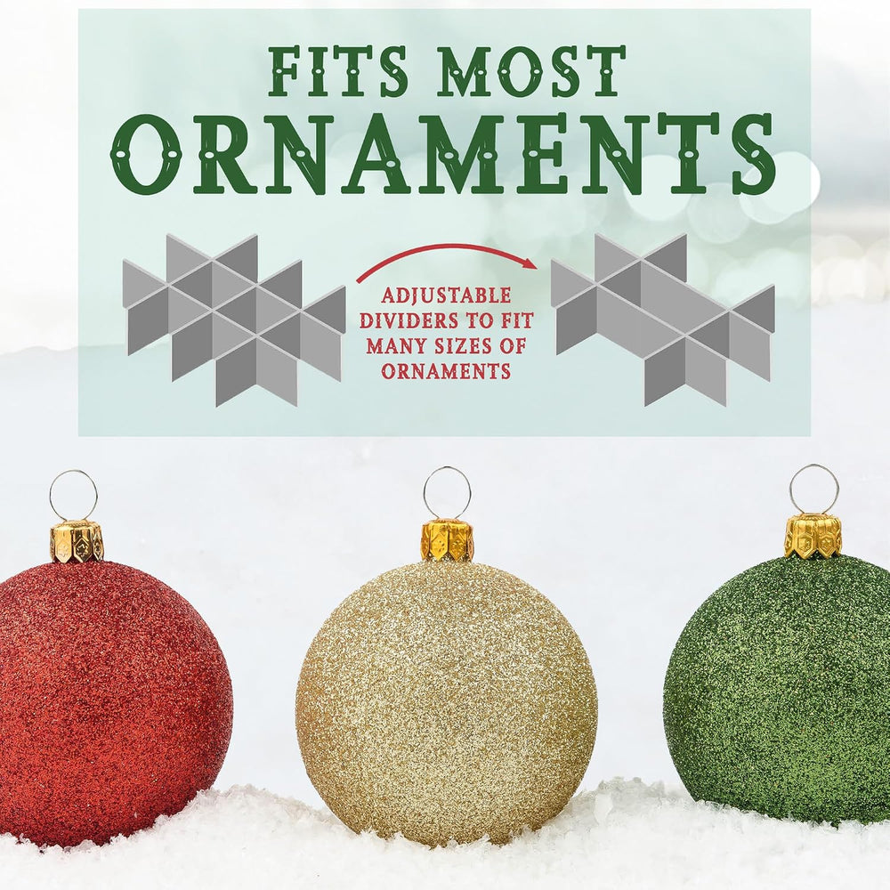 HOLDN’ STORAGE Christmas Ornament Storage Box with Dividers, Holds Up to 72 O...