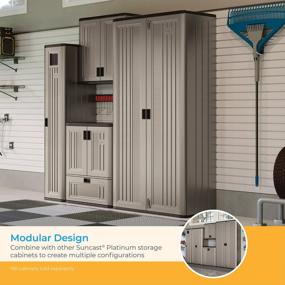 Suncast 80.25" Mega Tall Storage Cabinet, Platinum Garage Storage Cabinet