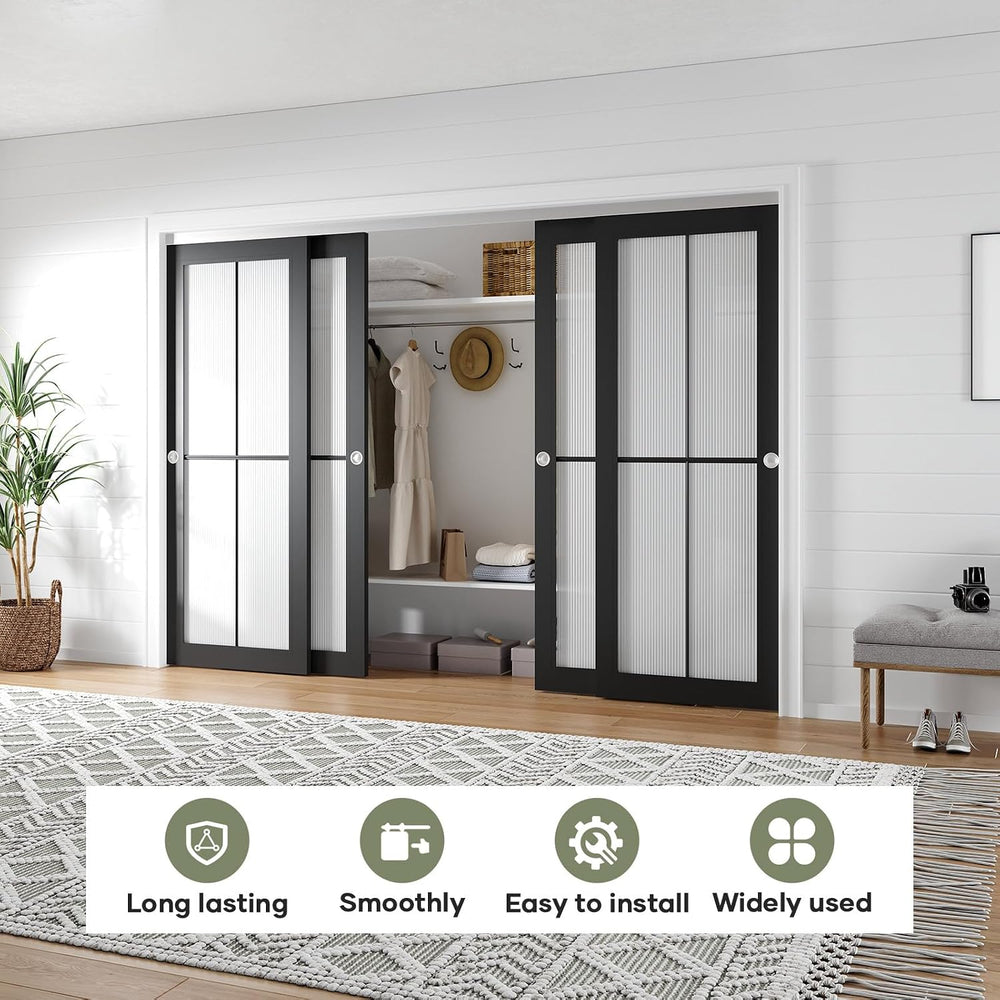 10FT/120in Bypass Double Sliding Pocket Door Hardware Kit,Commercial Grade,Al...