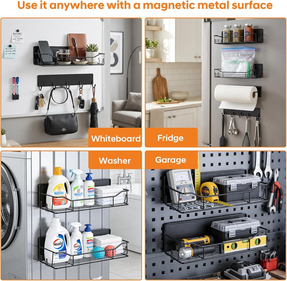 Magnetic Grill Caddy with Bins, BBQ Tool Organizer with Paper Towel Holder