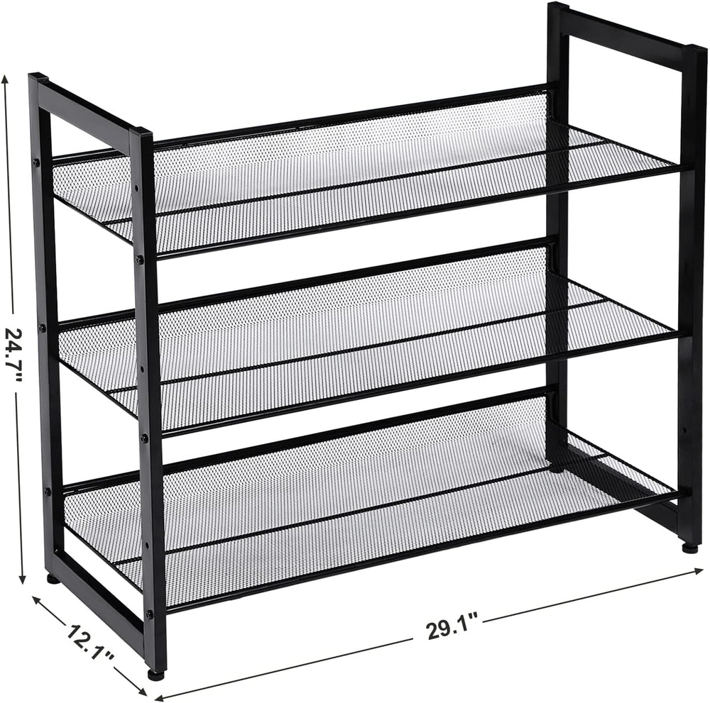 SONGMICS Metal Shoe Rack, 3-Tier Shoe Organizer, Holds 9-12 Pairs