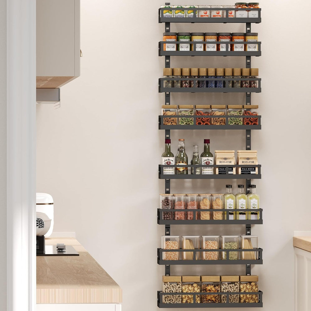 X-cosrack 8-Tier Adjustable Spice Rack – Wall-Mounted Space-Saving Organizer ...