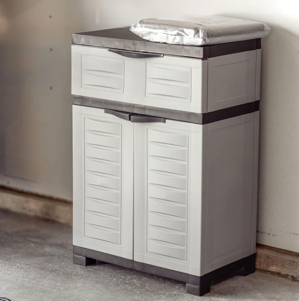 Sunnydaze 34.5" Garage Storage Cabinet with Adjustable Shelf, Gray