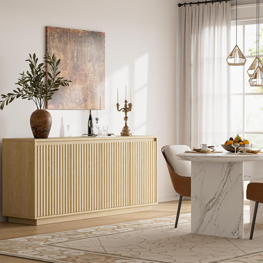 Lulive 63" Fluted Buffet Cabinet with Storage Sideboard Modern Credenza