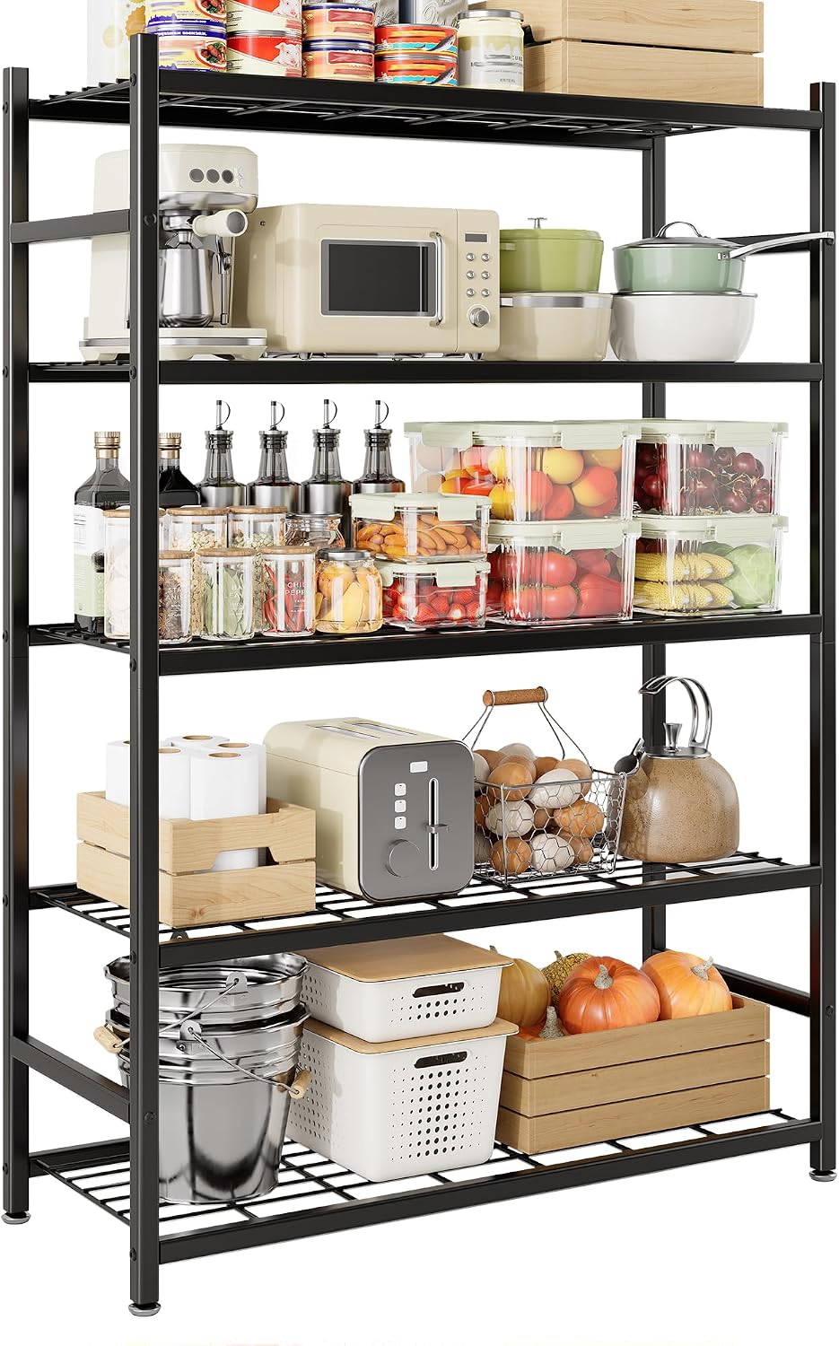 36.4" W Storage Shelves, 5-Tier Metal Shelving Unit with Leveling Feet