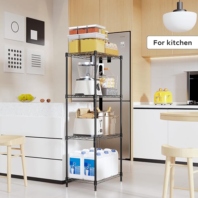 4 Tiers Shelf Metal Storage Shelves Wire Rack Closet Organizers