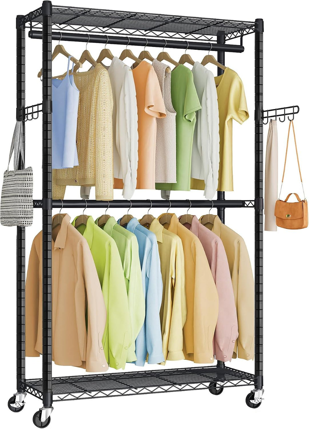 SONGMICS Heavy-Duty Clothes Rack, Portable Closet on Wheels, Garment Rack