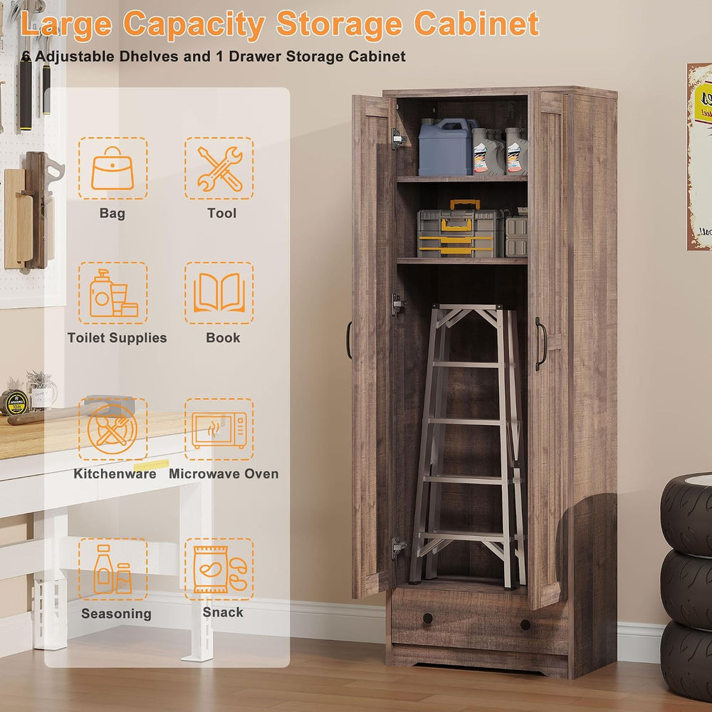 Decofy 70" Tall Storage Cabinets, Large Wood Storage Pantry Cabinet with...