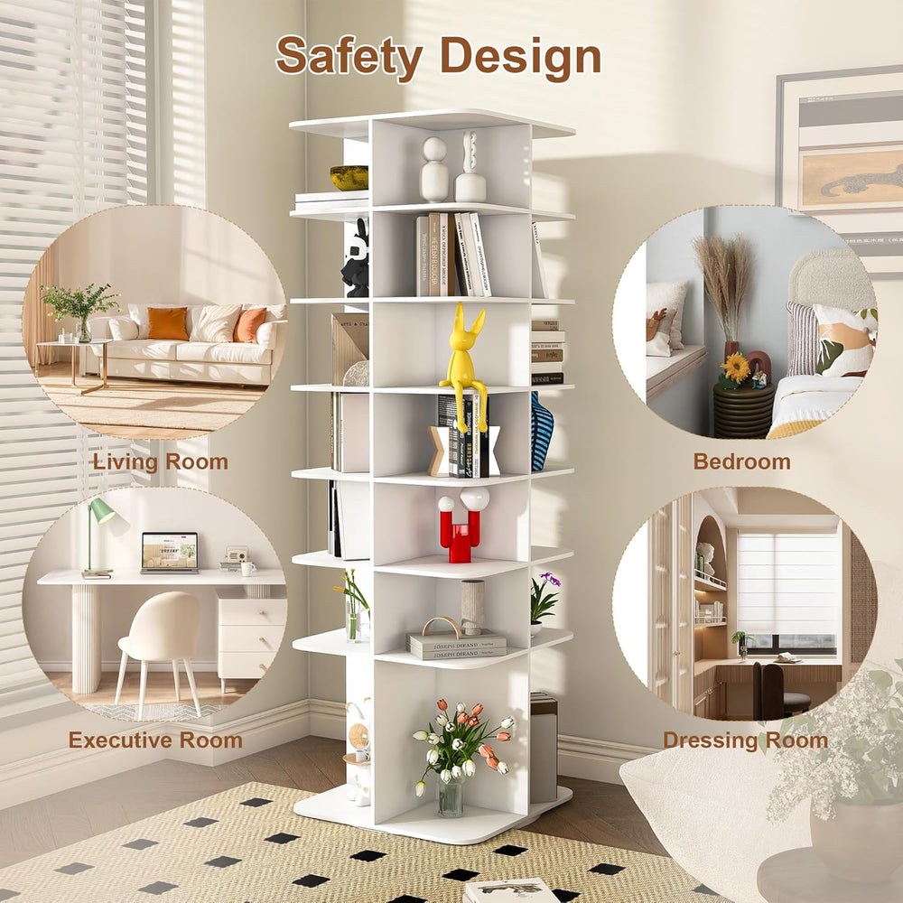 Runboll 7-Tier Rotating Shoe Rack Tower Spinning Shoe Display Lazy Susan Towe...