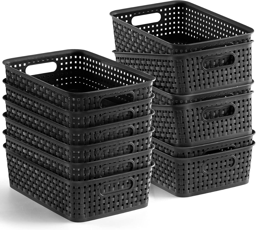 [ 12 Pack ] Plastic Storage Baskets, Small Pantry Organization and Storage Bi...