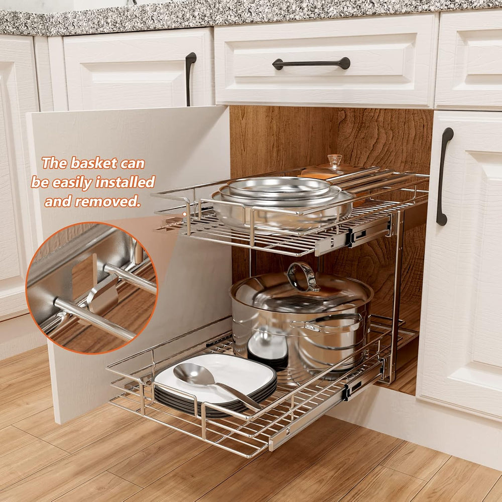 ROOMTEC Individual Pull Out Cabinet Organizer (12½" W x 21½" D), 2 ...