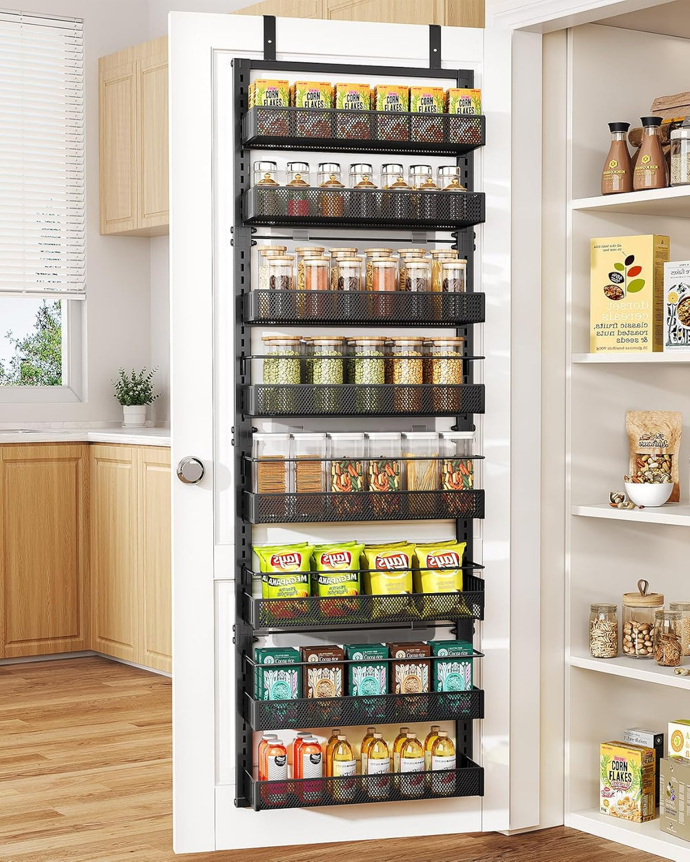 SNTD 8 Tiers Over the Door Organizer, 17" W x 6" D x 69" H, Black