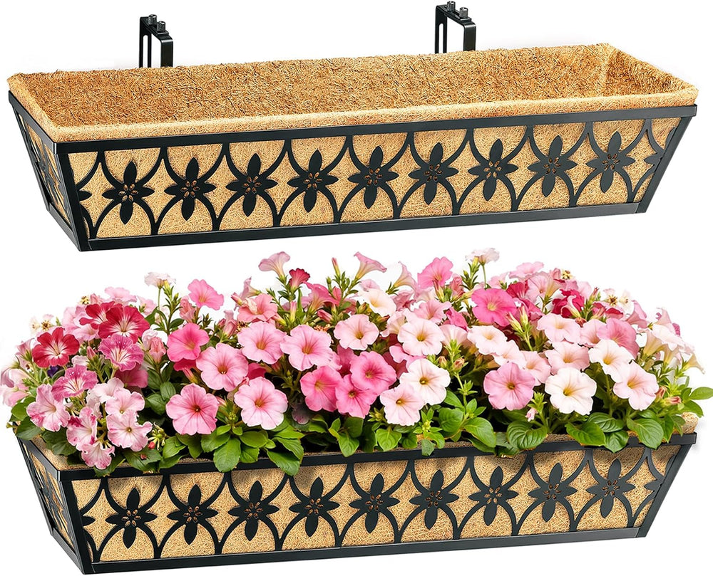 30 Inch Window Boxes Planters Railing Planter Box - 4 Pack Deck Railing Plant...