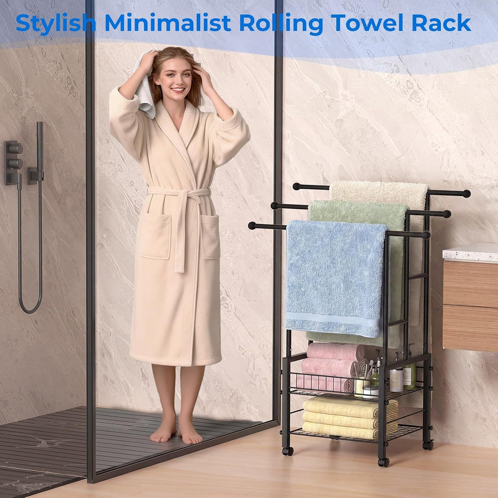 Kayfia 42.7'' Standing 3 Tier Alloy Steel Towel Rack with Basket &amp...