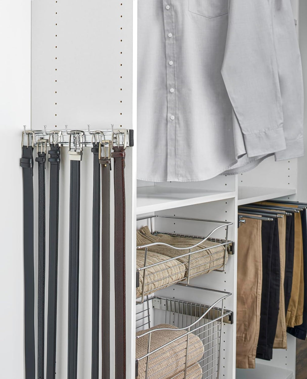 Rev-A-Shelf Sliding Belt Rack for Closets, Min Opening Width 2.5", 2 Pack
