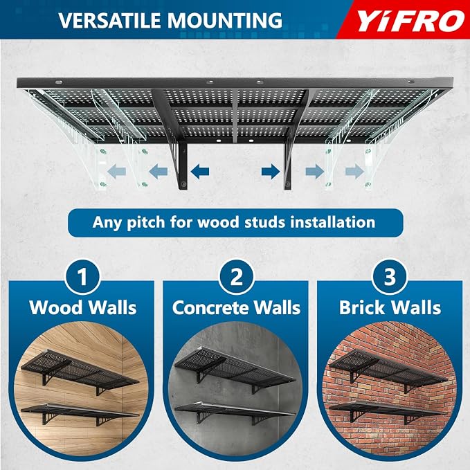 4-Pack 1.5x4ft Heavy Duty Garage Wall Shelving, 1000 lbs Load Capacity