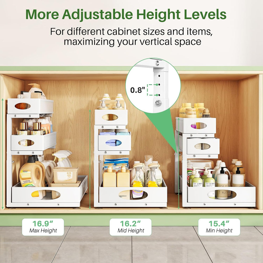 Kitstorack Under Sink Organizer 3-Tier Slide Out Drawer for Bathroom 1-Pack