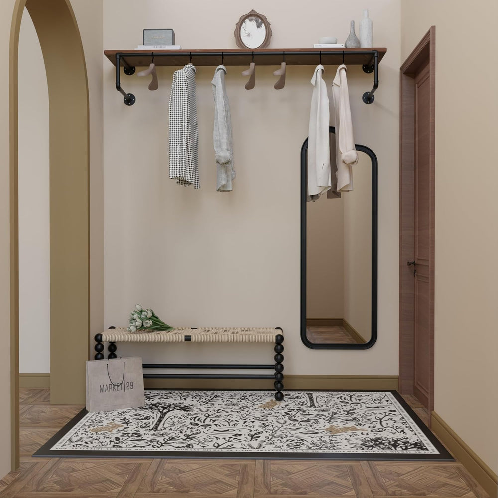Clothes Rack 60in, Wall Mounted Garment Racks with Real Wood Shelf, Heavy Dut...