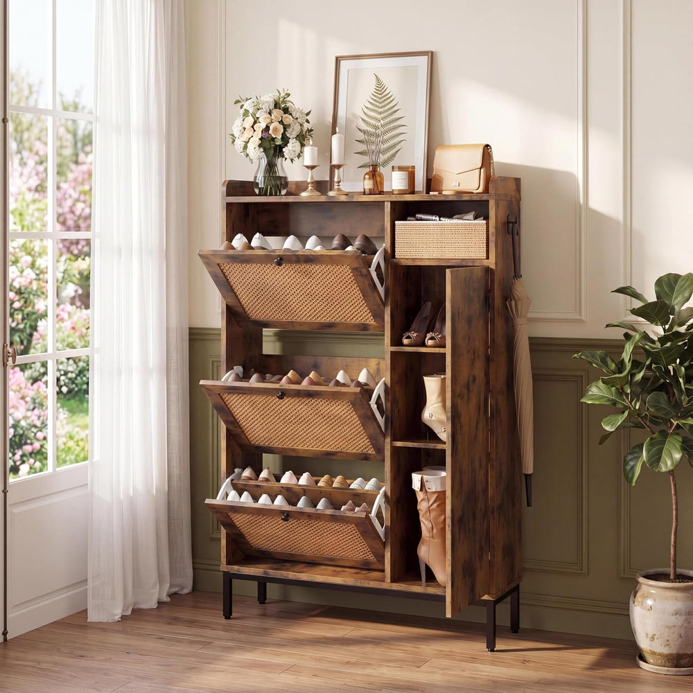 Garvee Shoe Cabinet with 3 Flip Drawers and 4-Tier Shoe Storage Cabinet, Free...