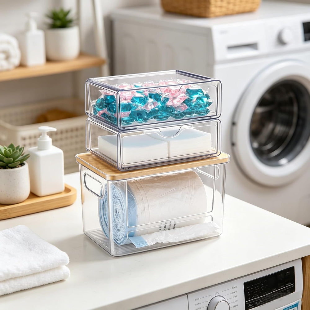 3Pcs Extra Large Laundry Room Organization and Storage, Stackable Storage Dra...
