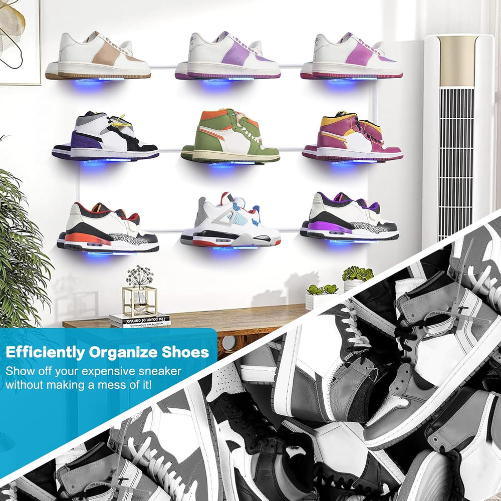 DILIBRA 6 Packs Floating Shoe Display Shelf with Light, Glow Color Changing