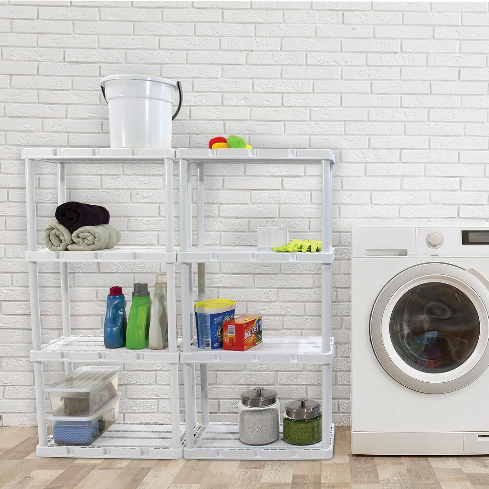 Gracious Living 2 Pack Light Duty Storage Shelves, Knect-A-Shelf 4-Shelf Vent...