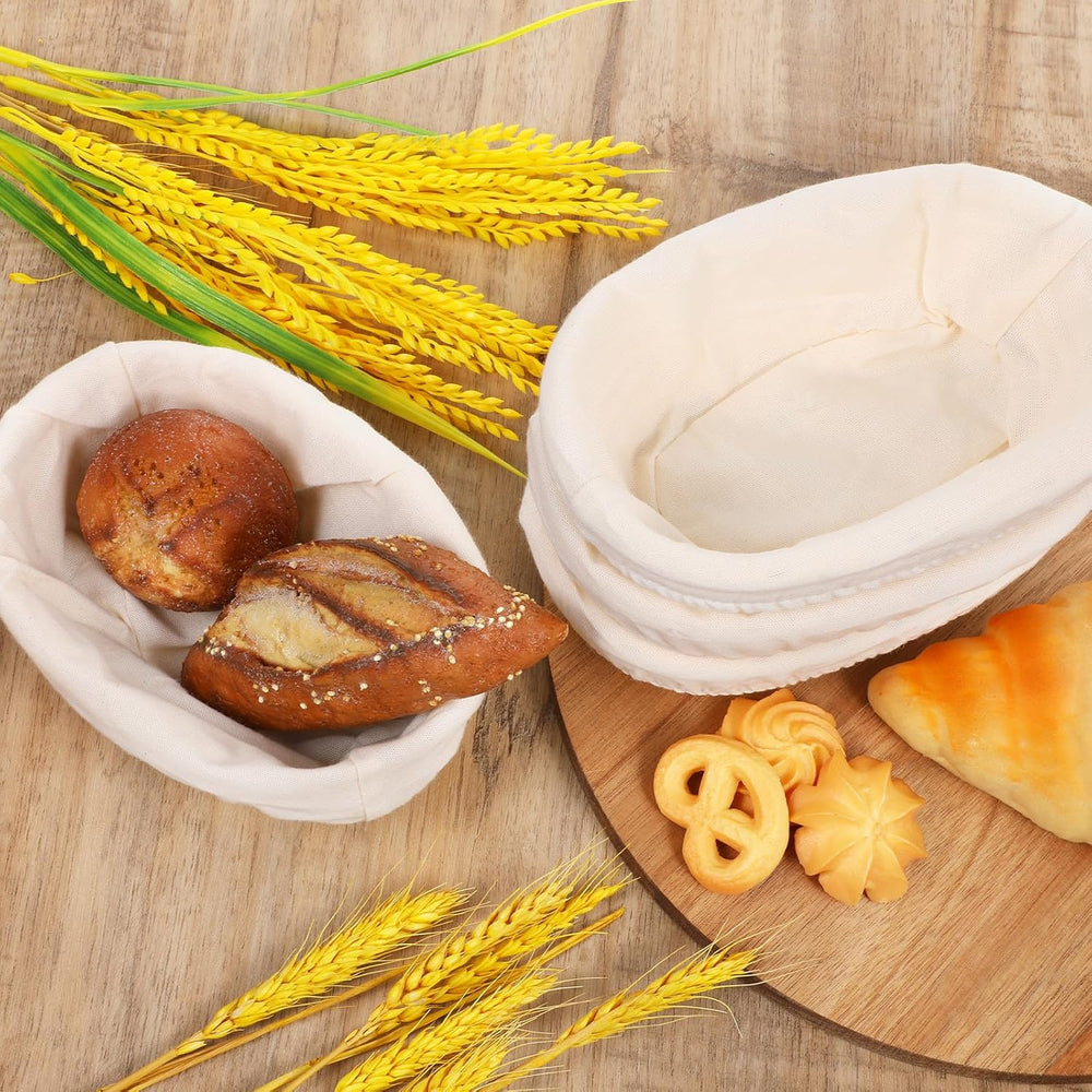 6 Set 6 Inch Oval Banneton Bread Proofing Basket Dough Proofing Bowls Kit wit...