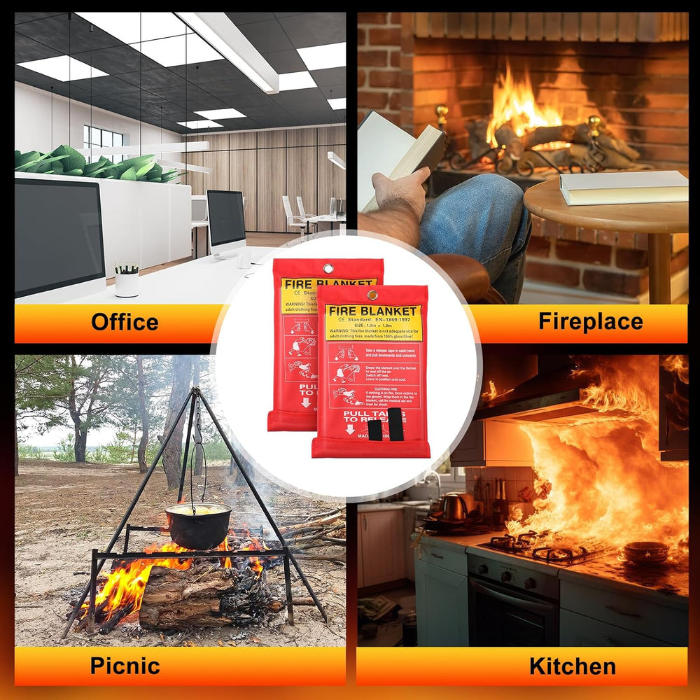 Macarrie 10 Pack Emergency Fire Blanket Bulk with Hooks and Gloves 40'...