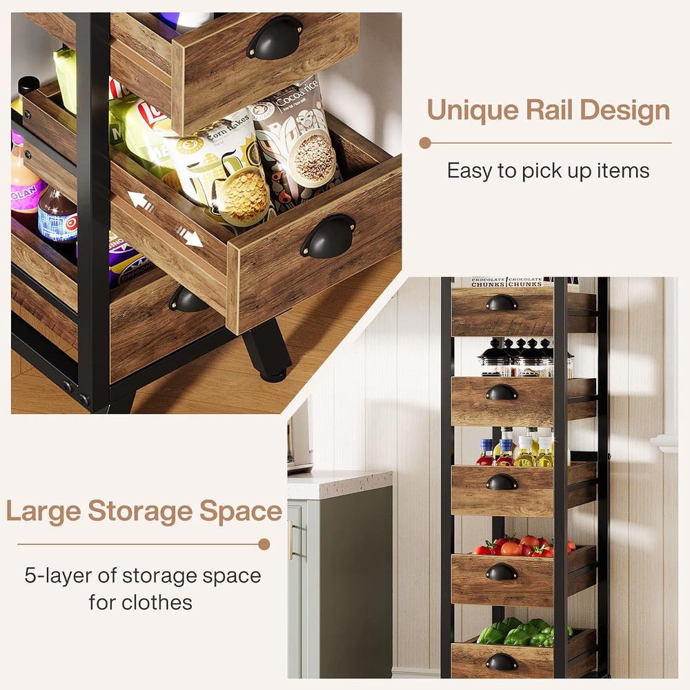 Tribesigns 5-Tier Narrow Kitchen Stand Fruit and Vegetable Storage Rack