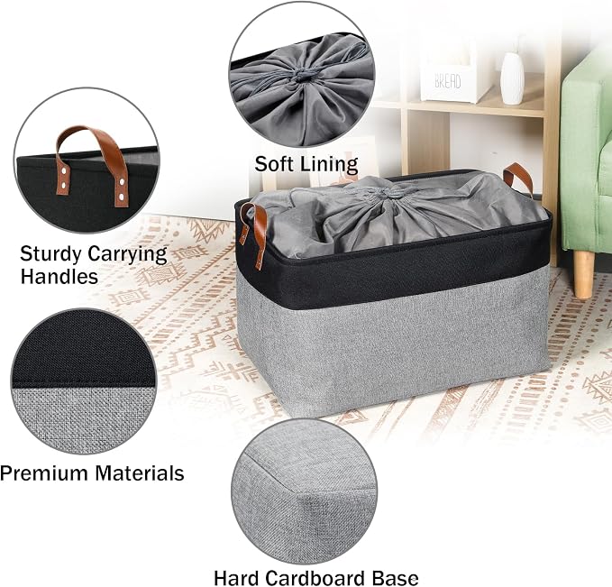 DULLEMELO Extra Large Storage Basket 22X15, 70L Foldable Fabric Toys Baskets