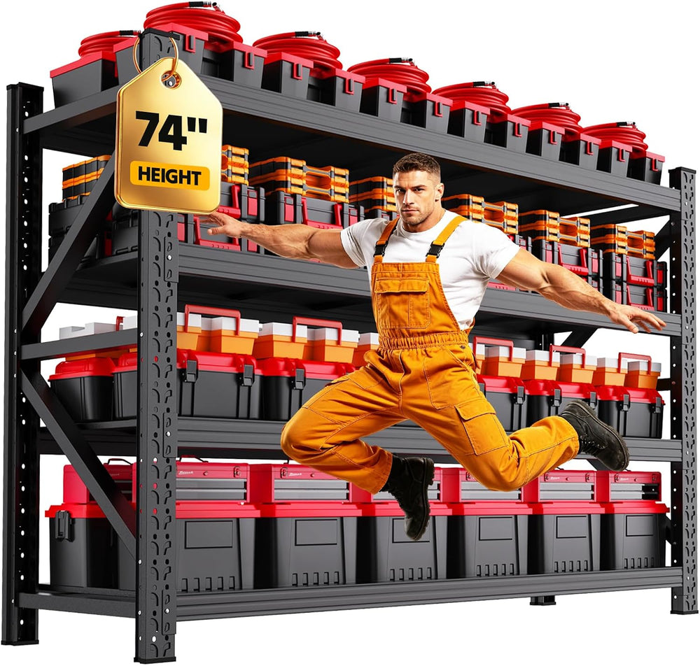 79" W Storage Shelves, 4T Adjustable Garage Shelving Unit, Rust Proof La...