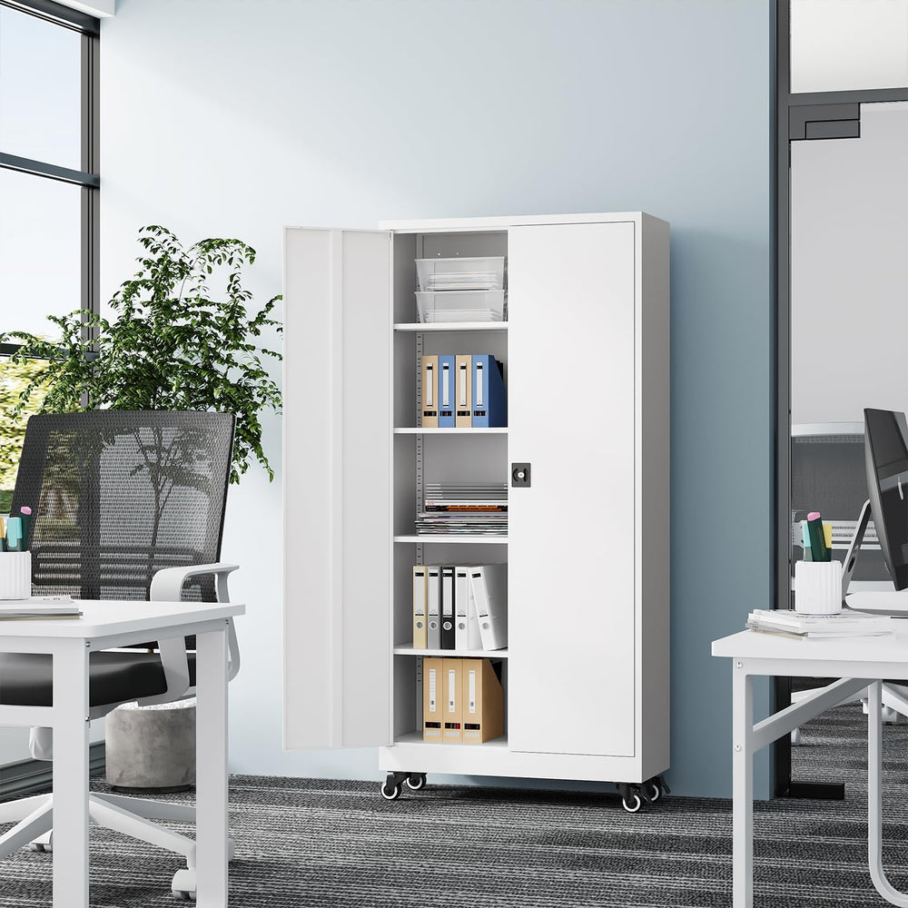 Fesbos Metal Rolling Storage Cabinet-74.6” Tall Steel File Cabinets with Whee...