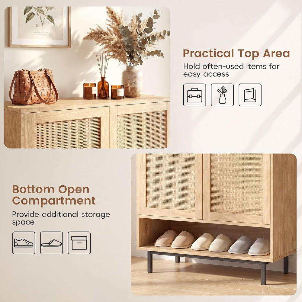 LOKO Shoe Storage Cabinet, Freestanding Hidden Shoe Cabinet (Natural)