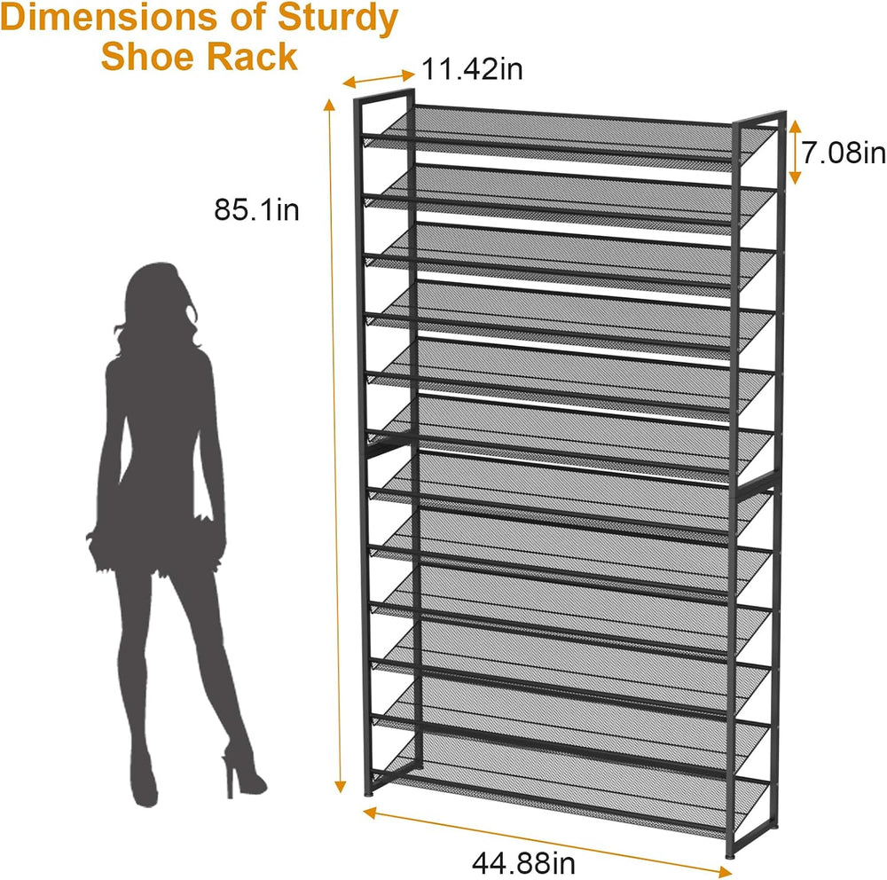 Large Shoe Rack 12 Tier Shoe Organizer, Heavy Duty Metal 6-Tier Stackable Sho...