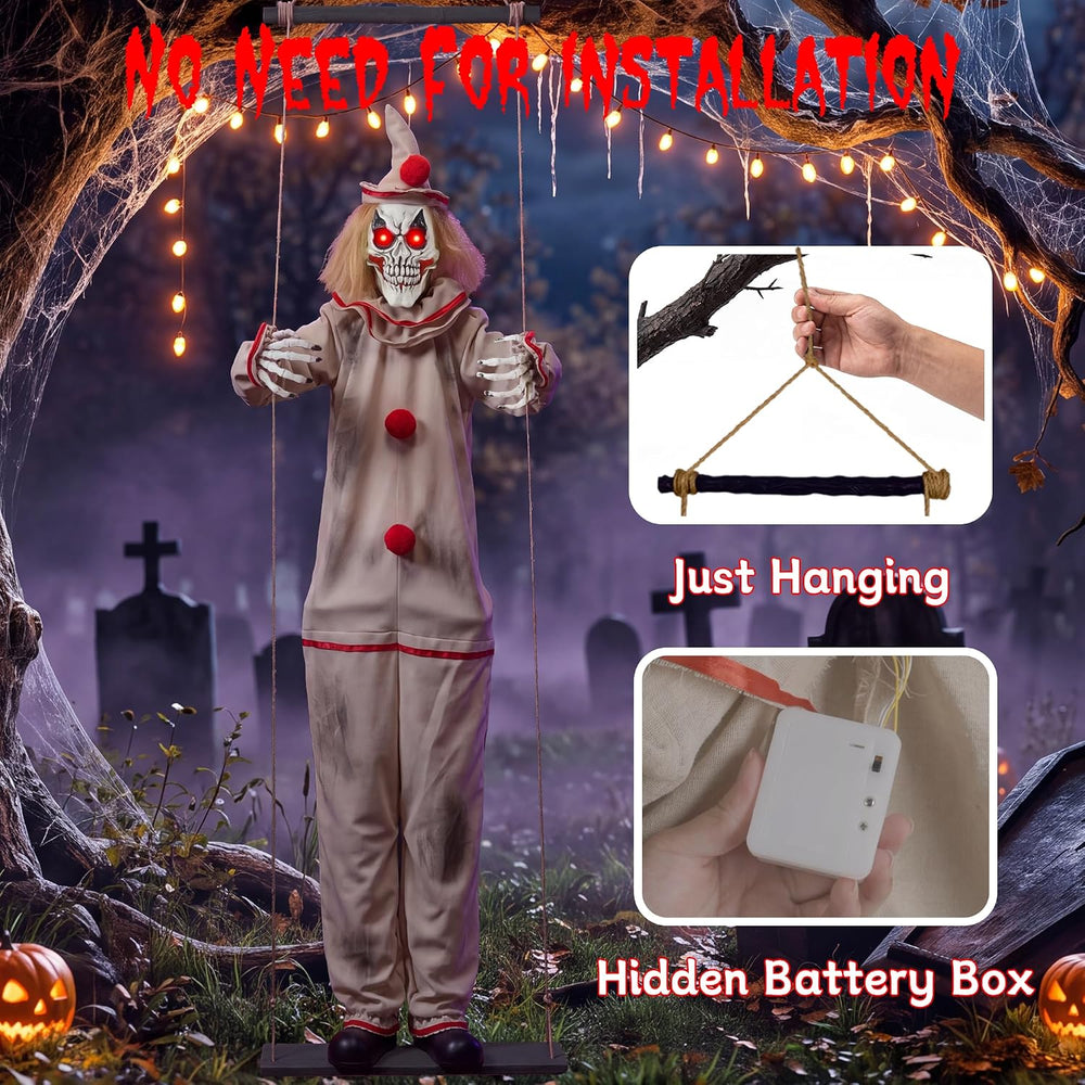 Halloween Decorations Outdoor, 5.9FT Scary Hanging Swinging Clown